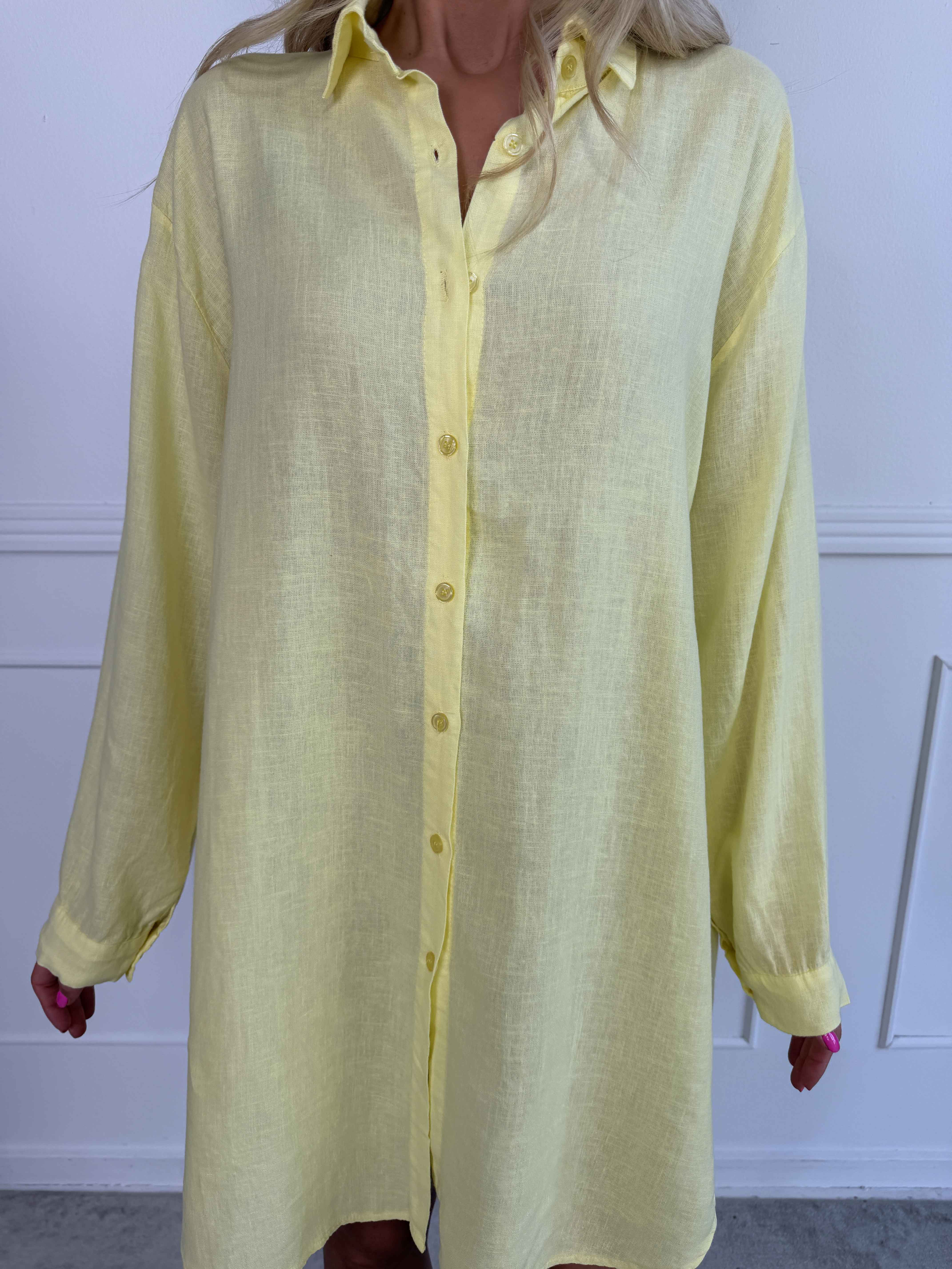 Clara Dress - Ensfarvet skjortekjole i viskose og hør